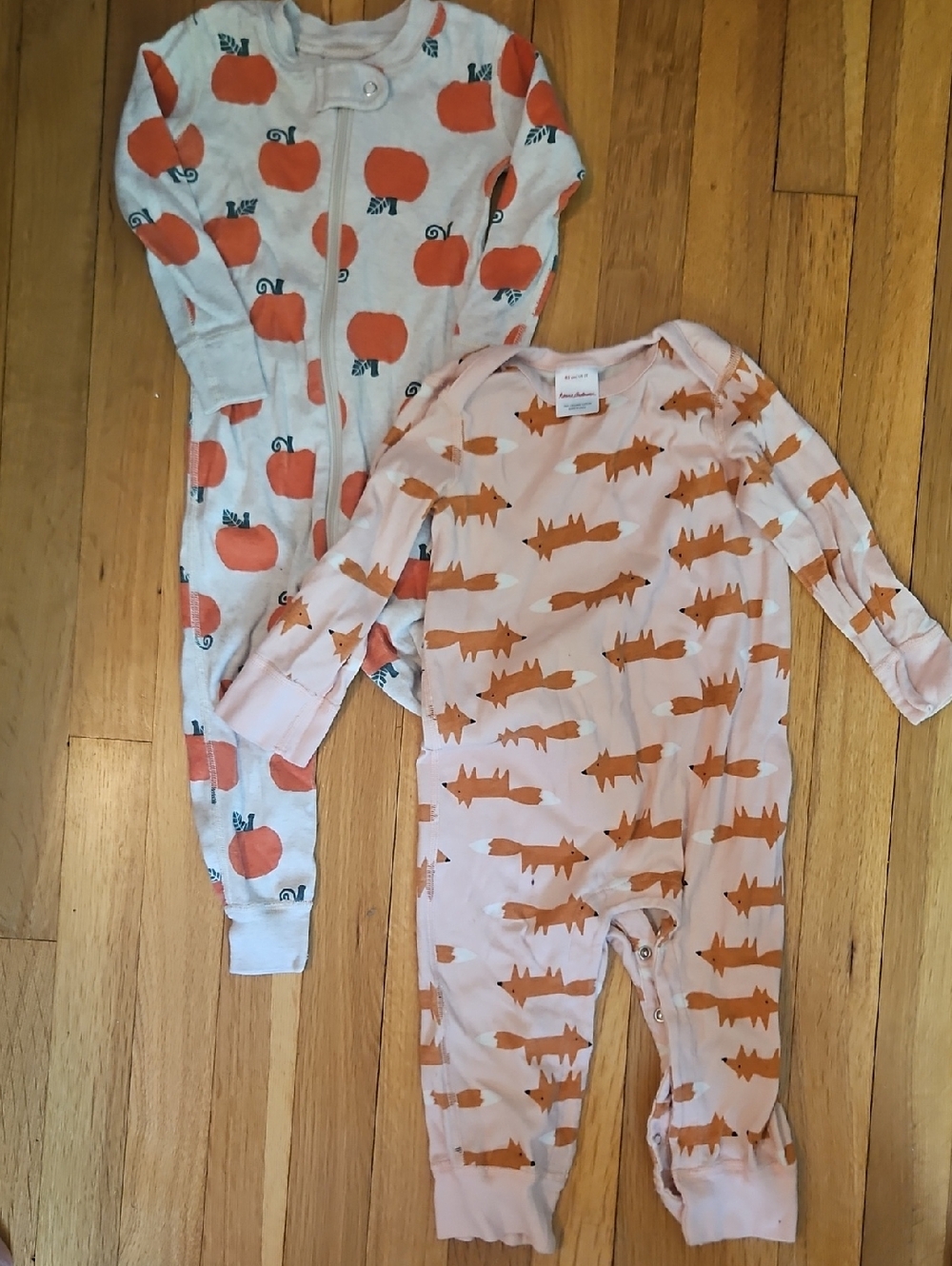 Hanna Andersson Pink Footie Pack with Orange Fox & Pumpkin Prints